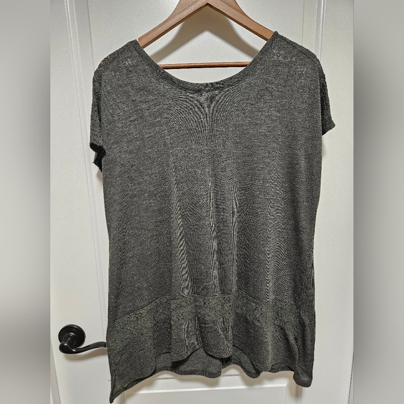 Forest Green Knit Tunic with Lace Back and Hem Detail - Picture 2 of 4